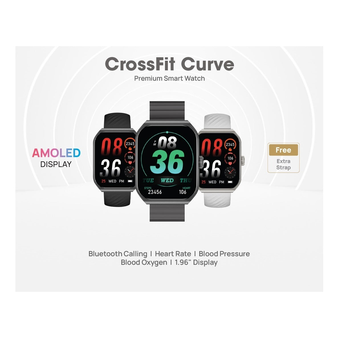 Smartix CrossFit Curve Smart Watch - 1.96" AMOLED / Bluetooth / 260mAh