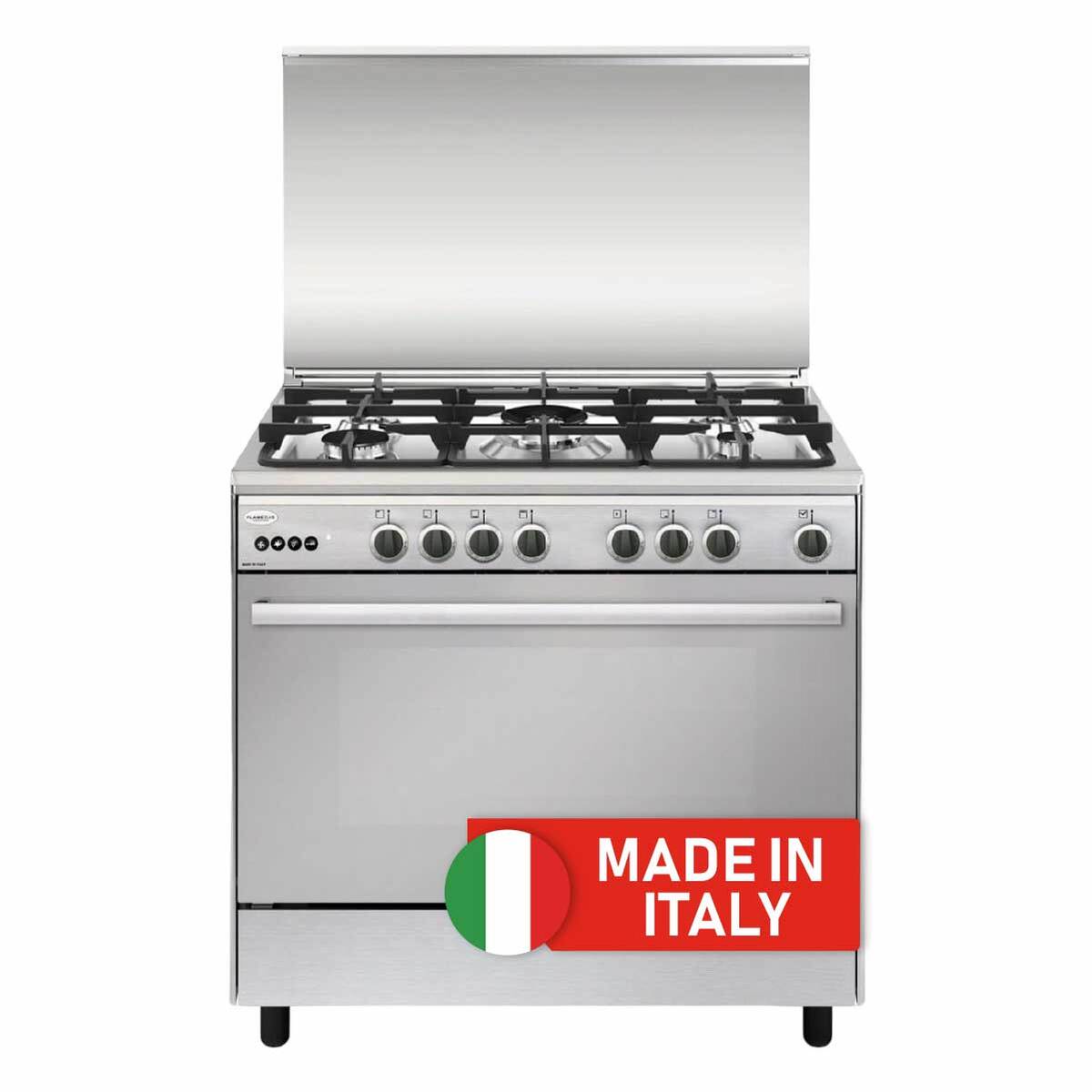Flamegas Gas Cooker 90x60cm 5 Burners, Stainless Steel - UN-9612RIFSG