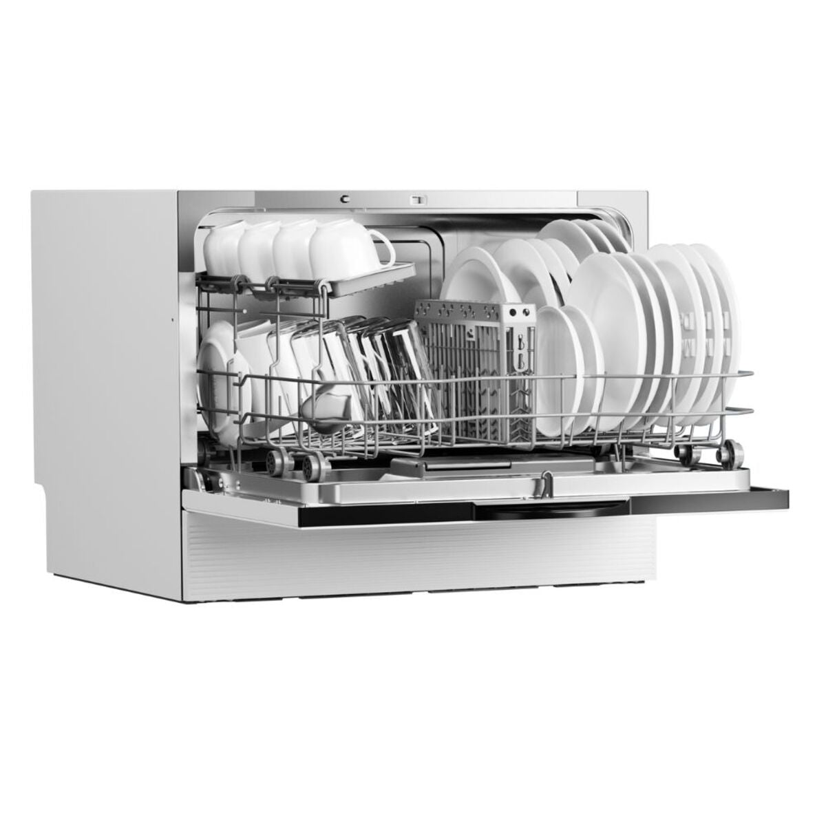 Midea Counter Top Dishwasher with 7 Programs 6 Settings, White - WQP6-3609(W)-G