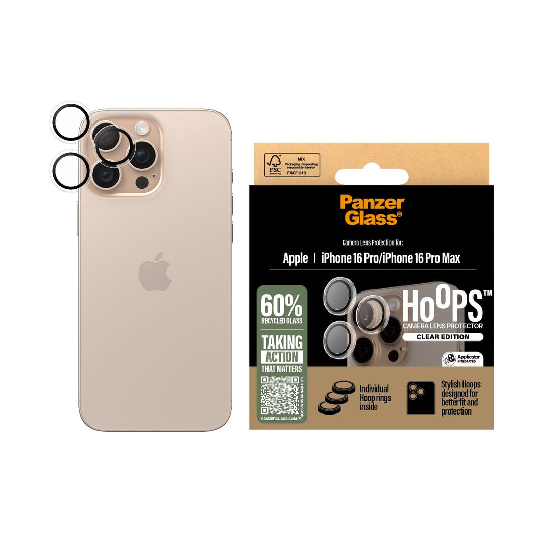 PanzerGlass Hoops Transparent Lens Protector - for iPhone 16 Pro / iPhone 16 Pro Max / Rings
