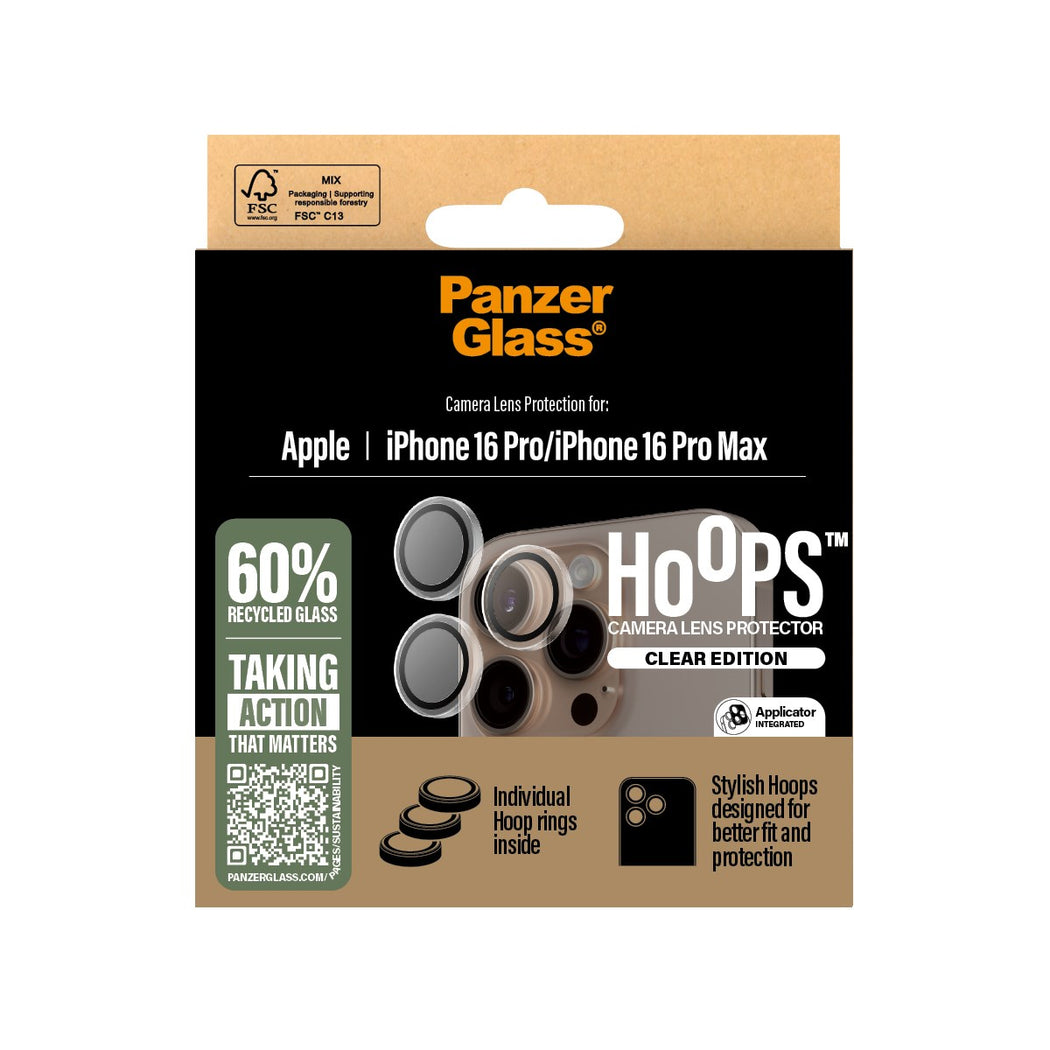 PanzerGlass Hoops Transparent Lens Protector - for iPhone 16 Pro / iPhone 16 Pro Max / Rings