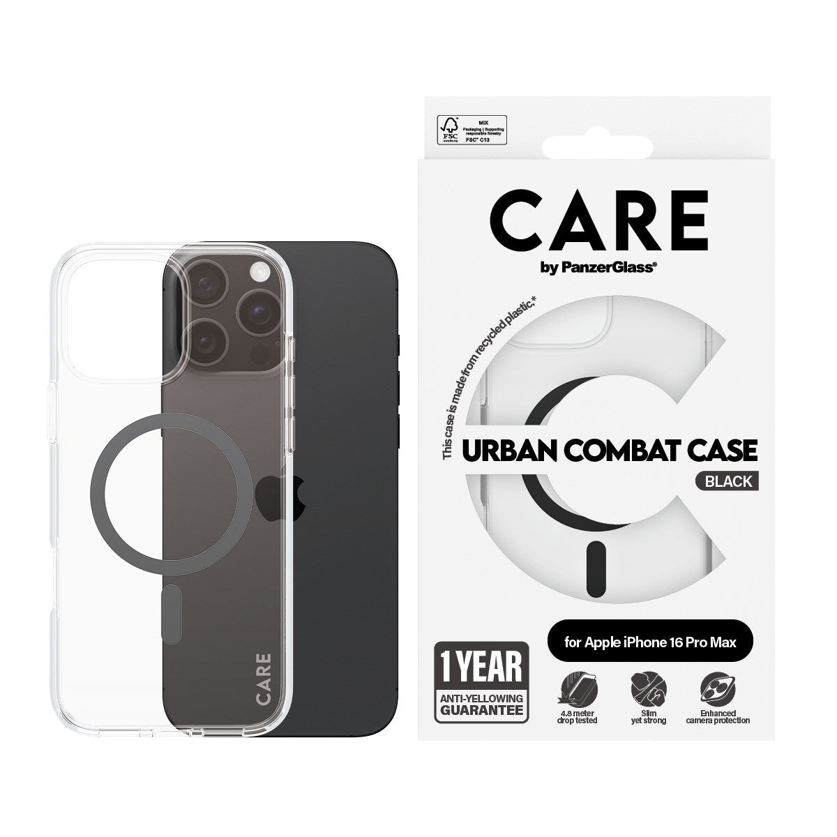 PanzerGlass Urban Combat Flagship MagSafe Case For Apple iPhone 16 Pro Max  - Black