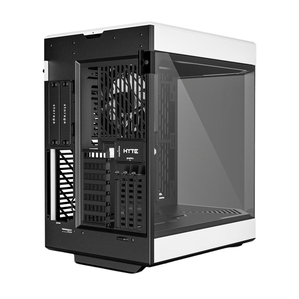 HYTE Y60 Dual Chamber Panoramic Tempered Glass ATX Case with 3 Fans - Black/White