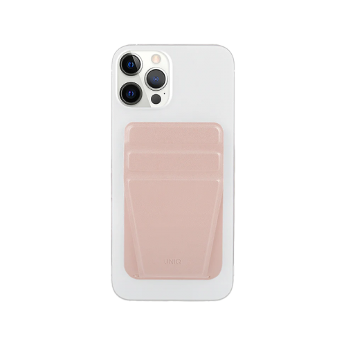 Uniq Lyft Wallet Magnetic Snap-on Stand and Card Holder for iPhone - Blush Pink