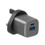 Energea Ampcharge 1-port USB-C and 1-port USB-A 20W GaN Wall Charger - Gunmetal