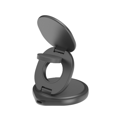 Bazic GoMag Gyre 360 Rotating Base 3 in 1 Wireless Charger With Apple Watch & Airpods Charging - Gunmetal