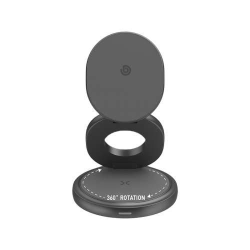 Bazic GoMag Gyre 360 Rotating Base 3 in 1 Wireless Charger With Apple Watch & Airpods Charging - Gunmetal