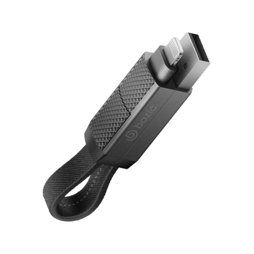 Bazic GoCharge Alucable 4 in 1 Input USB A and USB-C to Output USB-C and Lightning Cable 15cm - Black