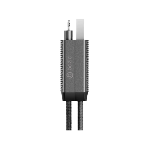 Bazic GoCharge Alucable 4 in 1 Input USB A and USB-C to Output USB-C and Lightning Cable 15cm - Black