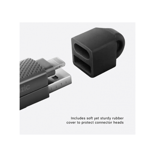 Bazic GoCharge Alucable 4 in 1 Input USB A and USB-C to Output USB-C and Lightning Cable 15cm - Black