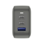 Energea TravelWorld 2-Port USB-C PD and 1-Port USB-A GaN 66W Travel Adapter - Gunmetal