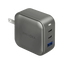 Energea TravelWorld 2-Port USB-C PD and 1-Port USB-A GaN 66W Travel Adapter - Gunmetal