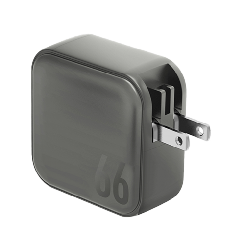 Energea TravelWorld 2-Port USB-C PD and 1-Port USB-A GaN 66W Travel Adapter - Gunmetal