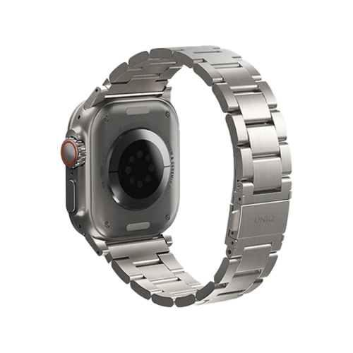 Uniq Osta Steel Strap With Steel Self Adjustable Links for Apple Watch 49/45/42mm - Titanium Silver