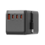 Energea TravelWorld 3-Port USB-C and 1-Port USB-A With 80CM USB-C Cable GaN 85W Travel Adapter - Gunmetal Black