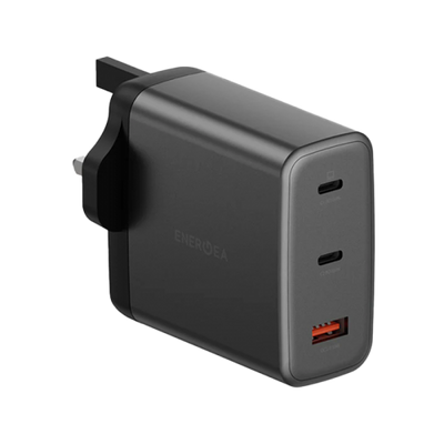 Energea Ampcharge 2-Port USB-C & 1-Port USB-A 100W GaN Wall Charger - Gunmetal