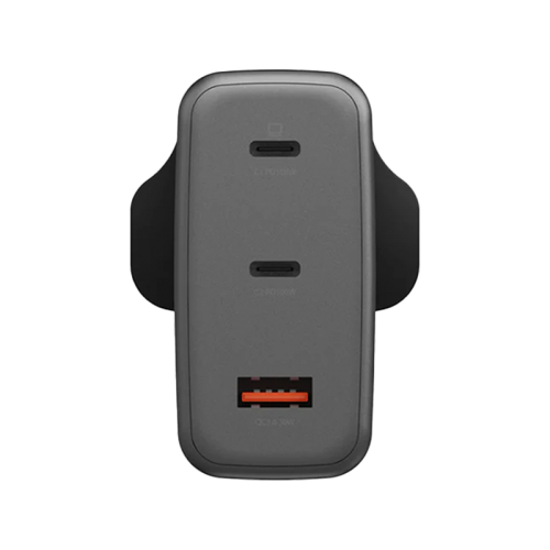 Energea Ampcharge 2-Port USB-C & 1-Port USB-A 100W GaN Wall Charger - Gunmetal