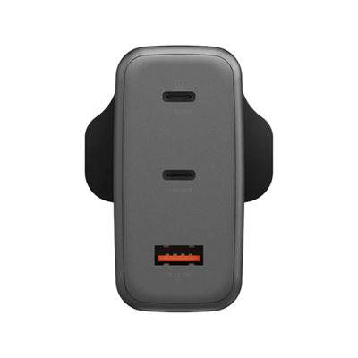 Energea Ampcharge 2-Port USB-C & 1-Port USB-A 100W GaN Wall Charger - Gunmetal