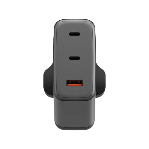 Energea Ampcharge 2-Port USB-C & 1-Port USB-A 100W GaN Wall Charger - Gunmetal
