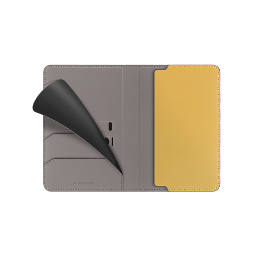 Uniq Belmont Passport Holder With RFID Blocking - Flint Grey / Canary Yellow