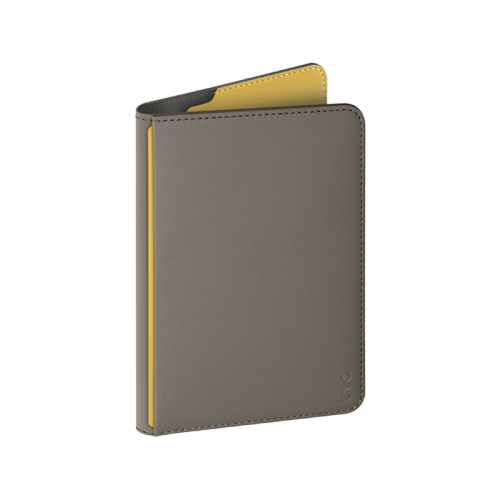 Uniq Belmont Passport Holder With RFID Blocking - Flint Grey / Canary Yellow