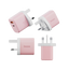 Bazic Go Port Velox Kit Bundle 1-Port USB-C & 1-Port USB-A PD 35W Wall Charger with Weave USB-C to USB-C 60W Cable - Peach Pink