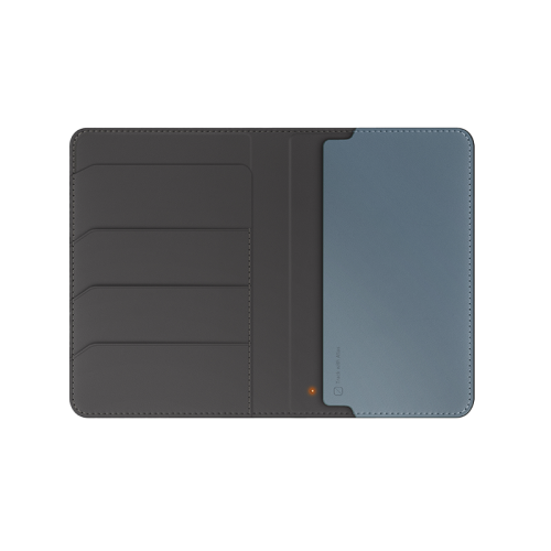Uniq Belmont Passport Holder With RFID Blocking With Apple's Find My - Charcoal / Washed Blue