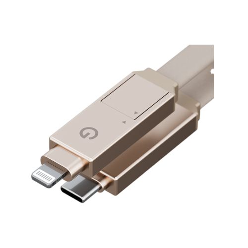 Energea Sheath 2-in-1 USB-C to USB-C + Lightning Cable, 60W, 480Mbps, 1m – Gold