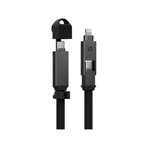 Energea Sheath 2-in-1 USB-C to USB-C + Lightning Cable, 60W, 480Mbps, 1m – Gunmetal
