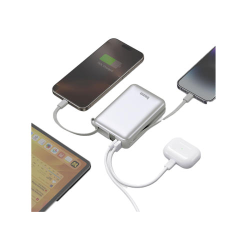باور بانك بيزيك جو باور فيوجن ميني 20K ‏3 في 1 بسعة 20000 مللي أمبير ساعة مع كابل USB-C ولايتنينج مدمج - حصوي