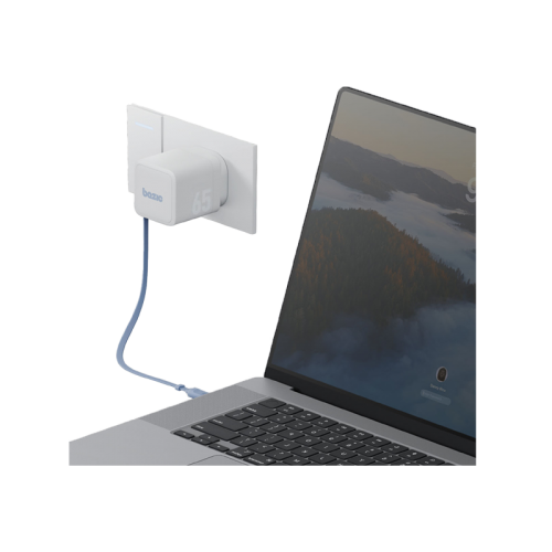 Bazic GoPort Retrek 1-Port USB-C & Built-In USB-C Cable 65W GaN - White
