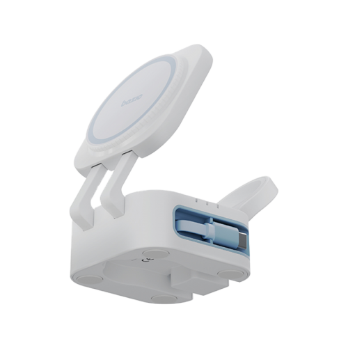 Bazic GoMag Station Mini 3 in 1 Foldable Magnetic Wireless Charger With Apple Watch & Airpods Charging - White