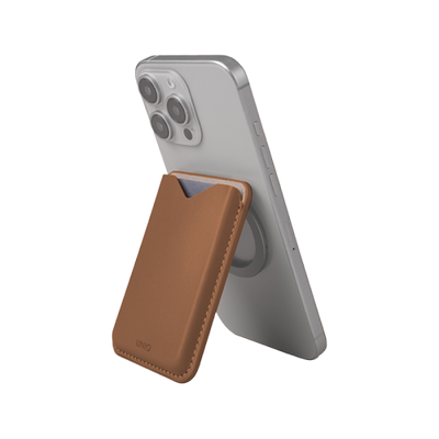 Uniq Lyden Evo Wallet Magnetic Snap-on Stand With Card Holder for iPhone - Caramel