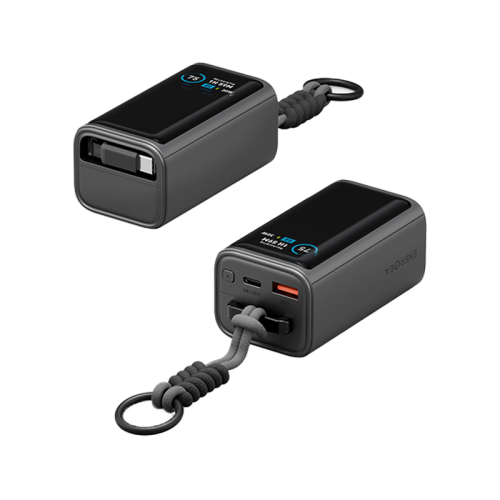 Energea Compac Arc 45W PD 10000mAh Power Bank Built-In USB-C Cable - Gunmetal
