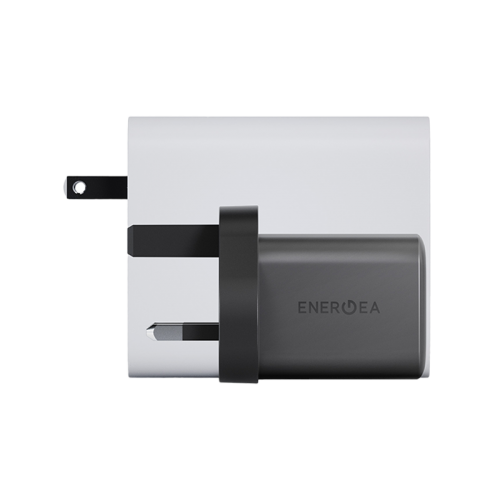 Energea Ampcharge Mini 1-Port USB-C and 1-Port USB-A 45W PD Wall Charger - Gunmetal