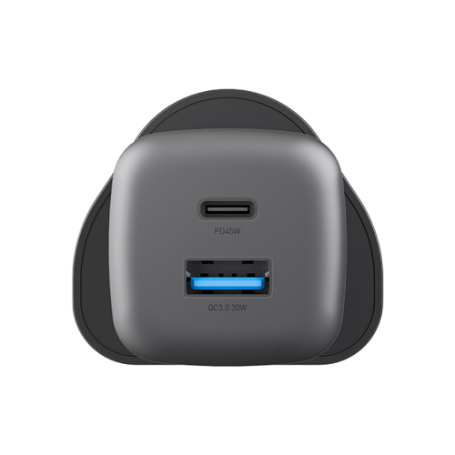 Energea Ampcharge Mini 1-Port USB-C and 1-Port USB-A 45W PD Wall Charger - Gunmetal