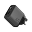 Energea Ampcharge Arc 65 1-Port USB-C, 1-Port USB-A & 1-USB-C Retractable Cable 65W GaN Wall Charger - Gunmetal