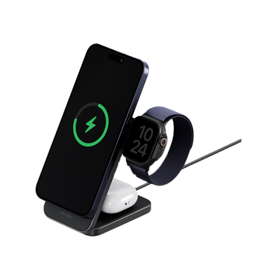 Energea MagTrio2 3 in 1 Foldable Magnetic Fast Wireless Charger - Gunmetal