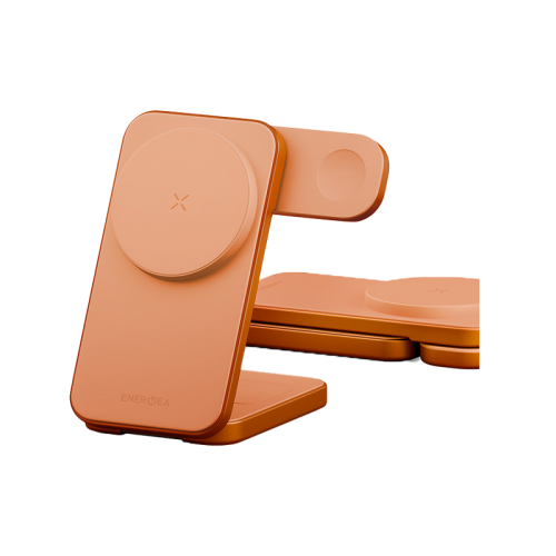 Energea MagTrio2 3 in 1 Foldable Magnetic Fast Wireless Charger - Orange