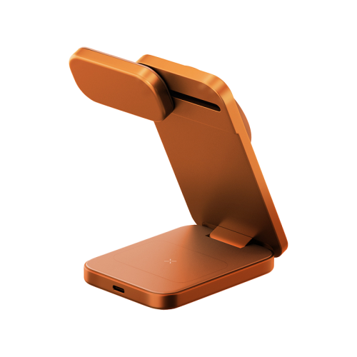 Energea MagTrio2 3 in 1 Foldable Magnetic Fast Wireless Charger - Orange