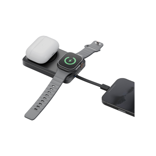 Energea MagPac Pro 35s With MagSafe Compatible Semi Solid State Power Bank With Built-in Cable and Stand 10000mAh - Gunmetal / Black