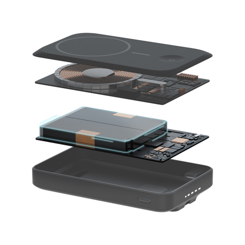 Energea MagPac Pro 35s With MagSafe Compatible Semi Solid State Power Bank With Built-in Cable and Stand 10000mAh - Gunmetal / Black