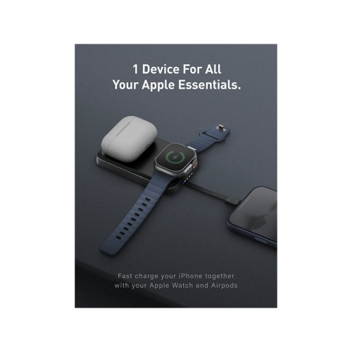 Energea MagPac Pro 35s With MagSafe Compatible Semi Solid State Power Bank With Built-in Cable and Stand 10000mAh - Gunmetal / Black