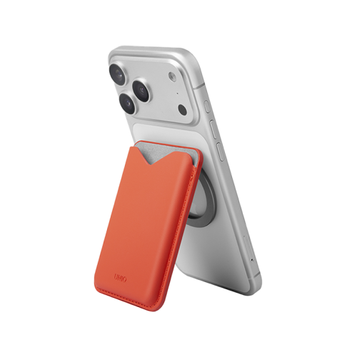 Uniq Lyden Evo Wallet Magnetic Snap-on Stand With Card Holder - Flame Orange