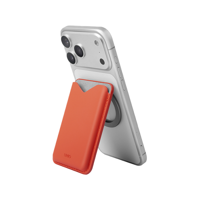 Uniq Lyden Evo Wallet Magnetic Snap-on Stand With Card Holder - Flame Orange