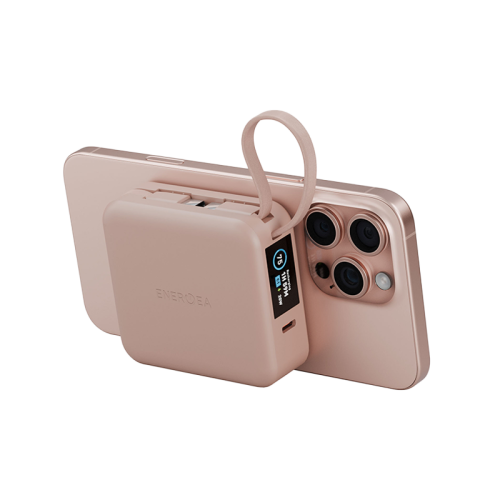 Energea Magpac Mini Plus Wireless Power Bank With Build in USB-C Cable - 10000mAh / Pink