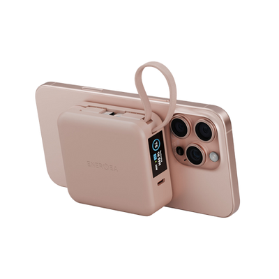 Energea Magpac Mini Plus Wireless Power Bank With Build in USB-C Cable - 10000mAh / Pink