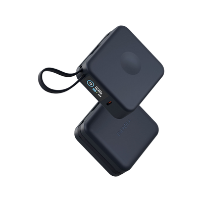 Energea Magpac Mini Plus Wireless Power Bank 10000mAh With Build in USB-C Cable and Display - Blue