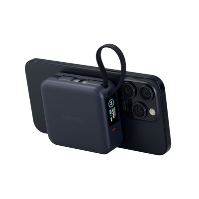 Energea Magpac Mini Plus Wireless Power Bank 10000mAh With Build in USB-C Cable and Display - Blue