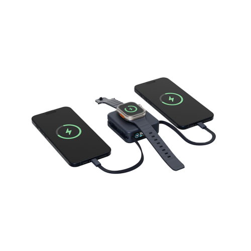 Energea Magpac Mini Plus Wireless Power Bank 10000mAh With Build in USB-C Cable and Display - Blue